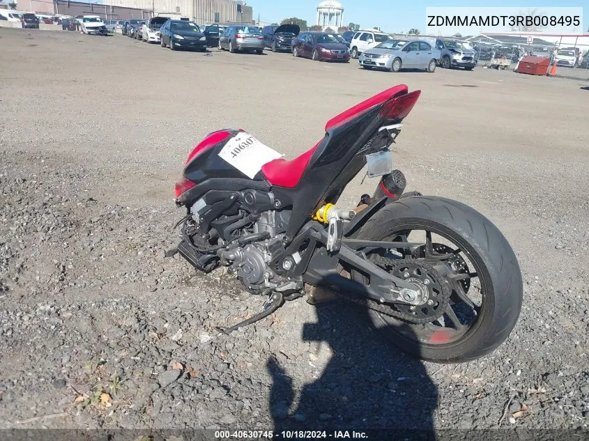 2024 Ducati Monster VIN: ZDMMAMDT3RB008495 Lot: 40630745