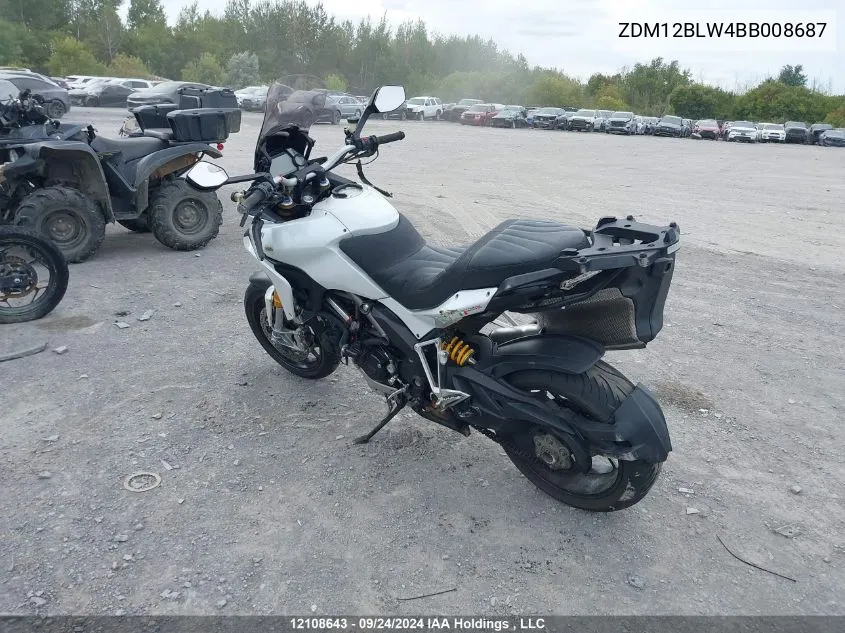 2011 Ducati Multistrada 1200/S Sport VIN: ZDM12BLW4BB008687 Lot: 12108643