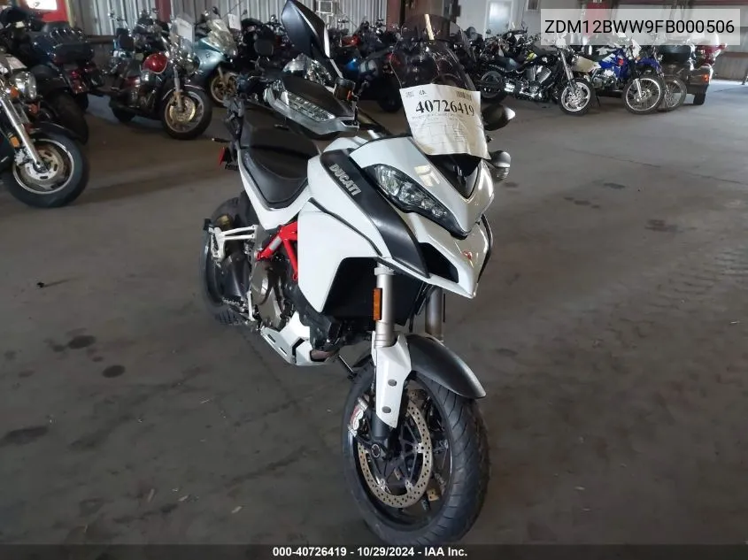 2015 Ducati Multistrada 1200/1200 S/Pikes Peak VIN: ZDM12BWW9FB000506 Lot: 40726419