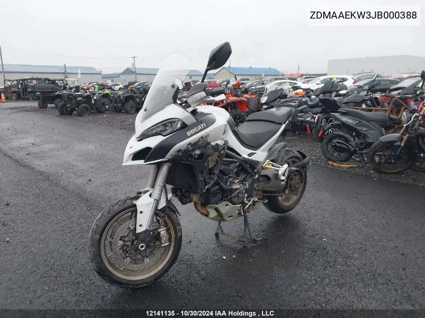 2018 Ducati Multistrada 1260/1260 S/1260 S Dlair/1260 Pikes Peak VIN: ZDMAAEKW3JB000388 Lot: 12141135