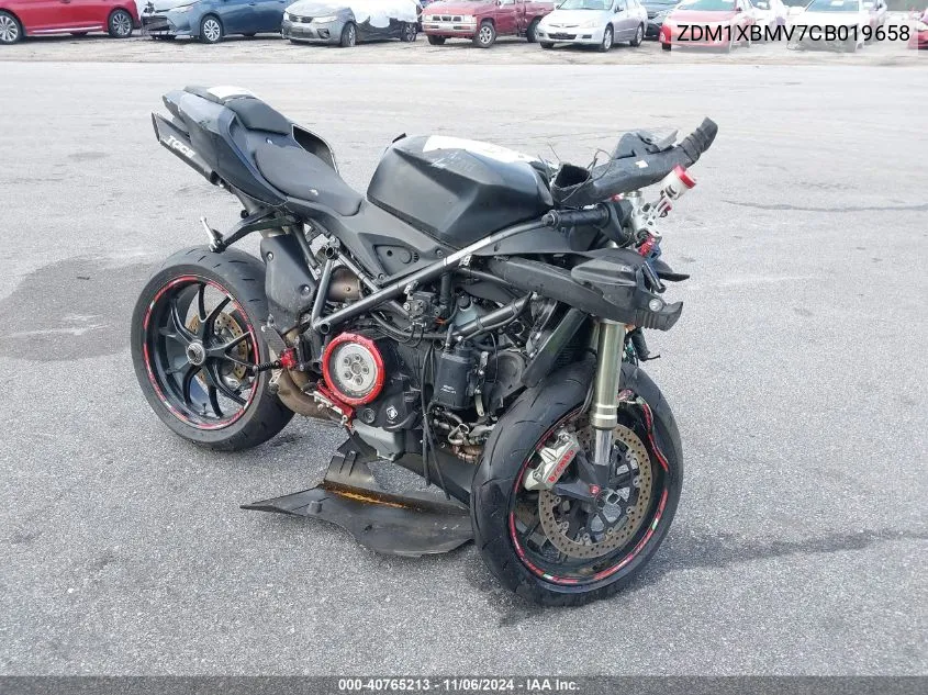 2012 Ducati Superbike 848/848 Evo Corse Se VIN: ZDM1XBMV7CB019658 Lot: 40765213