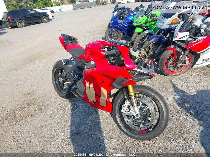 2024 Ducati Panigale V4S VIN: ZDMDAGWW0RB007524 Lot: 12088456