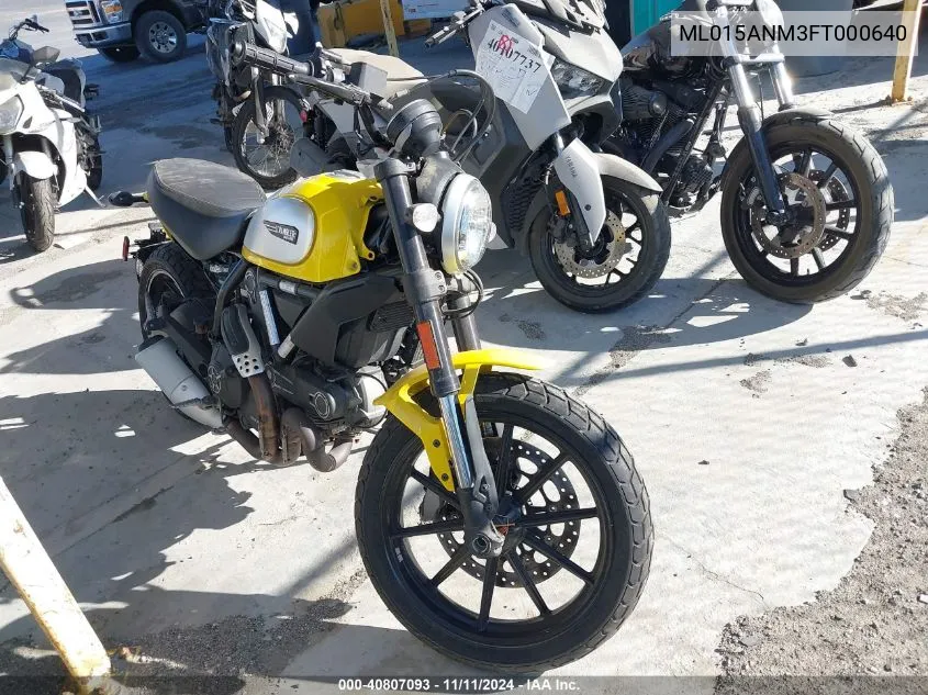 2015 Ducati Scrambler 800 VIN: ML015ANM3FT000640 Lot: 40807093