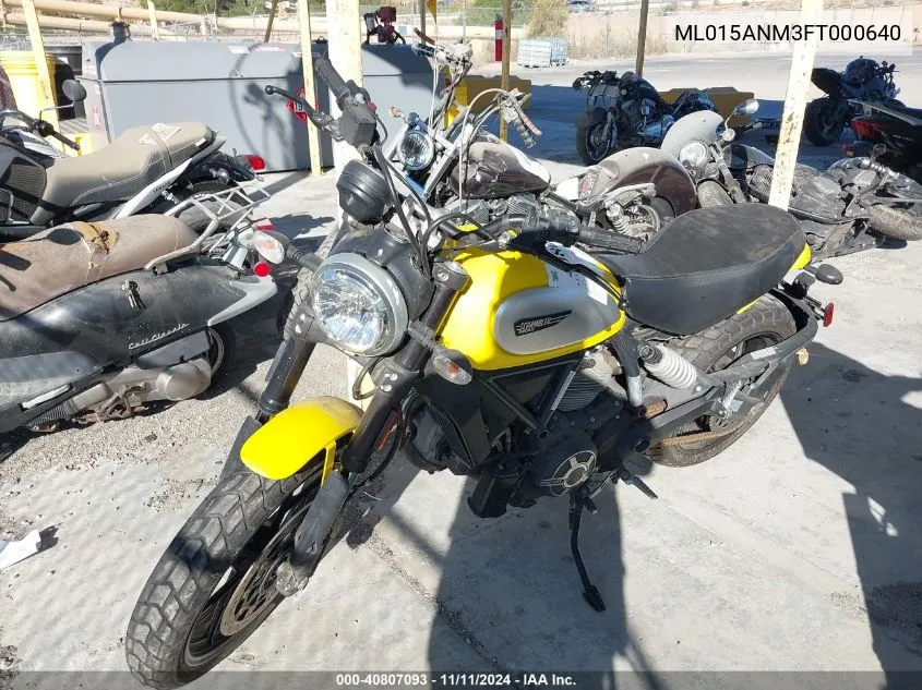 2015 Ducati Scrambler 800 VIN: ML015ANM3FT000640 Lot: 40807093