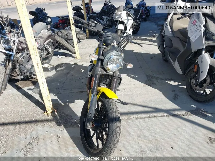 2015 Ducati Scrambler 800 VIN: ML015ANM3FT000640 Lot: 40807093