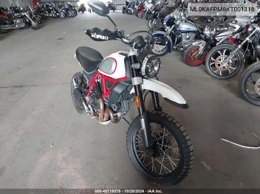 2019 Ducati Scrambler Desert Sled VIN: ML0KAFPM8KT001318 Lot: 40719379