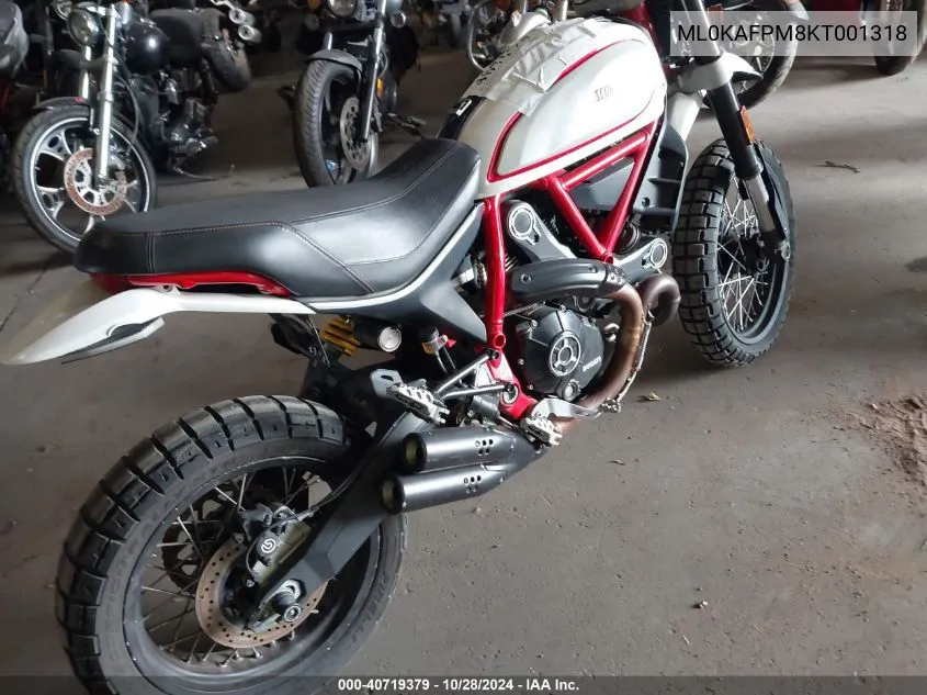 2019 Ducati Scrambler Desert Sled VIN: ML0KAFPM8KT001318 Lot: 40719379