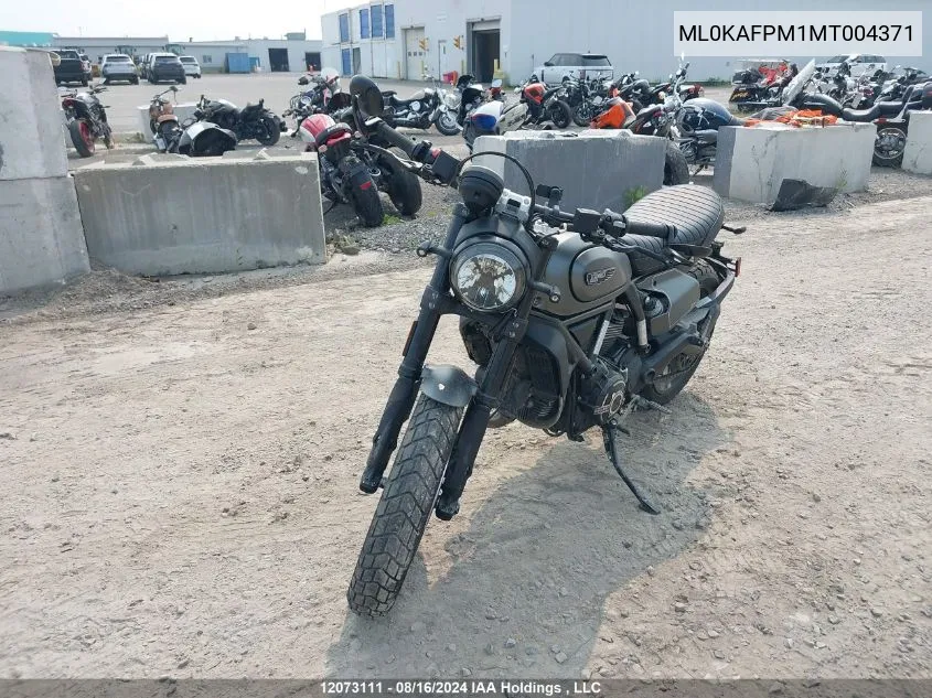 2021 Ducati Scrambler Desert Sled VIN: ML0KAFPM1MT004371 Lot: 12073111