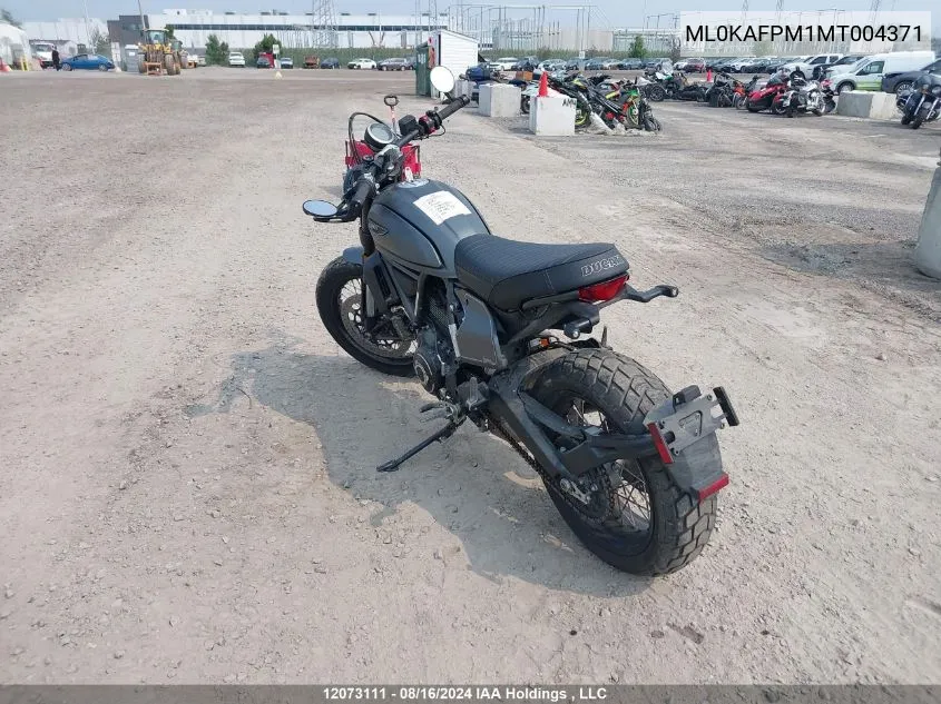 2021 Ducati Scrambler Desert Sled VIN: ML0KAFPM1MT004371 Lot: 12073111