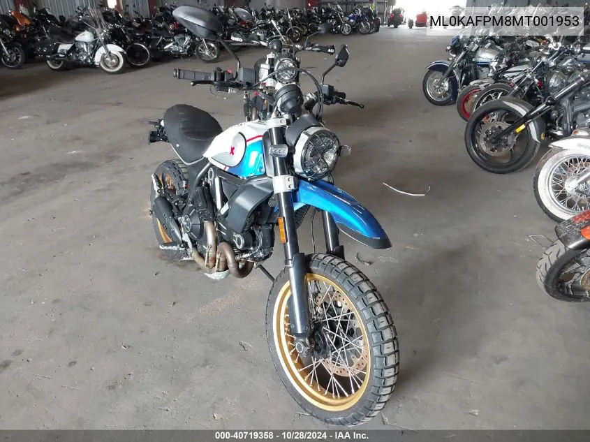 2021 Ducati Scrambler Desert Sled VIN: ML0KAFPM8MT001953 Lot: 40719358