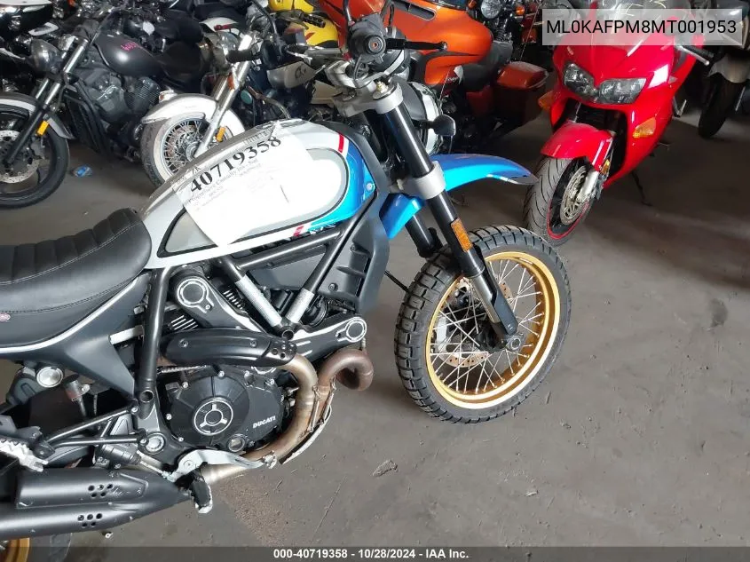 2021 Ducati Scrambler Desert Sled VIN: ML0KAFPM8MT001953 Lot: 40719358