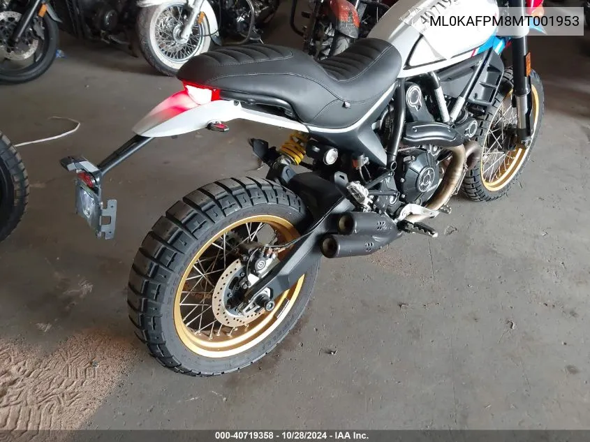 2021 Ducati Scrambler Desert Sled VIN: ML0KAFPM8MT001953 Lot: 40719358