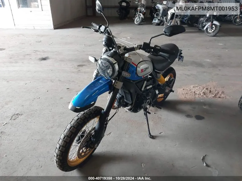 2021 Ducati Scrambler Desert Sled VIN: ML0KAFPM8MT001953 Lot: 40719358