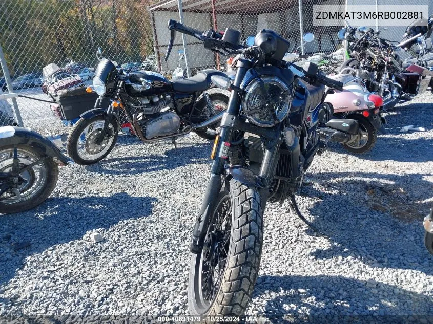 2024 Ducati Scrambler Icon VIN: ZDMKAT3M6RB002881 Lot: 40691479