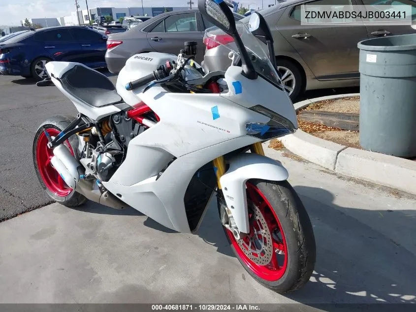 2018 Ducati Supersport VIN: ZDMVABDS4JB003441 Lot: 40681871