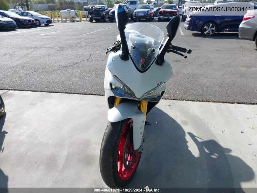 2018 Ducati Supersport VIN: ZDMVABDS4JB003441 Lot: 40681871