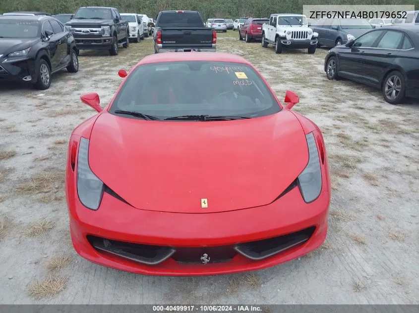 ZFF67NFA4B0179652 2011 Ferrari 458 Italia