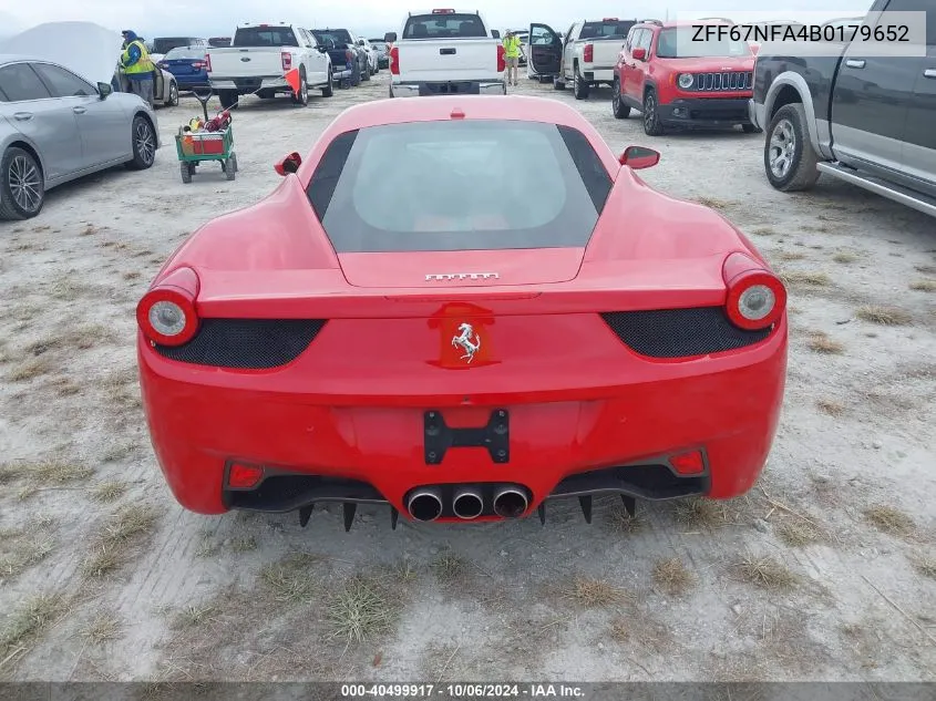 ZFF67NFA4B0179652 2011 Ferrari 458 Italia