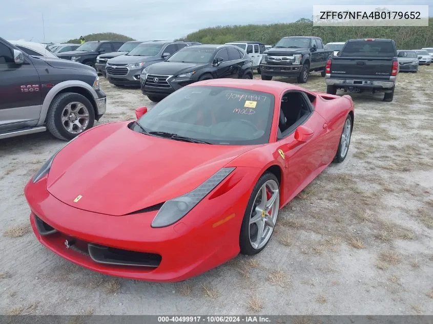 ZFF67NFA4B0179652 2011 Ferrari 458 Italia