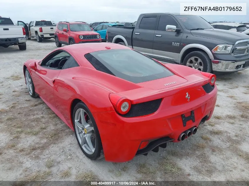 ZFF67NFA4B0179652 2011 Ferrari 458 Italia