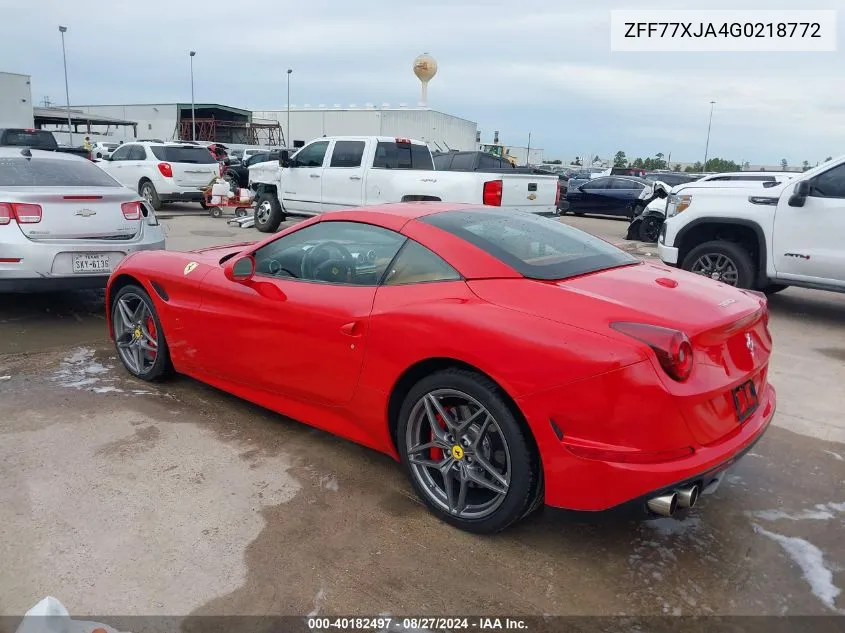 2016 Ferrari California T VIN: ZFF77XJA4G0218772 Lot: 40182497