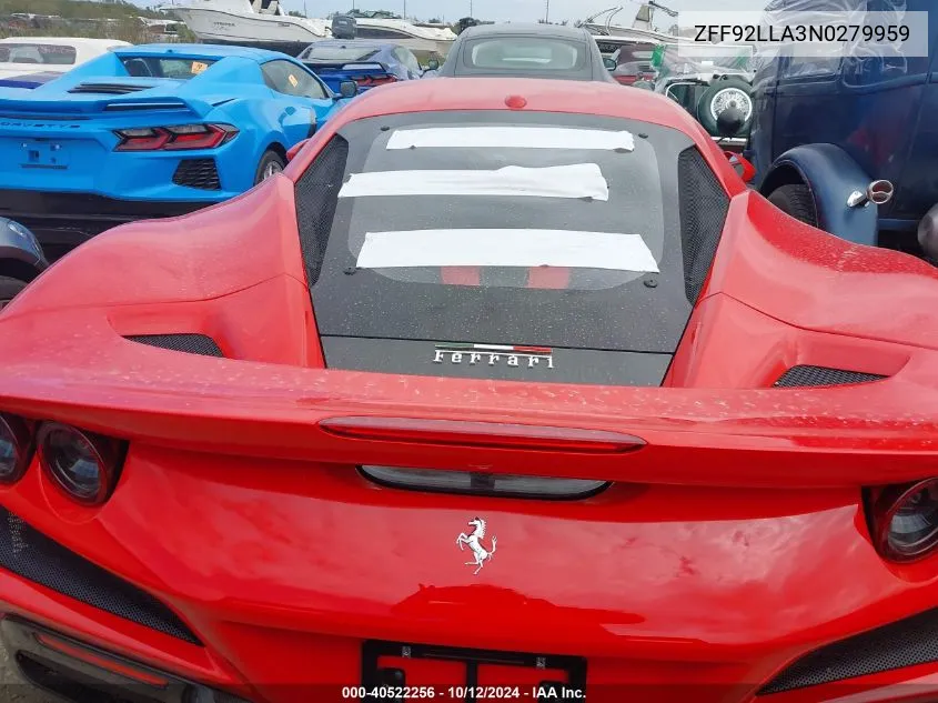 2022 Ferrari F8 Tributo VIN: ZFF92LLA3N0279959 Lot: 40522256