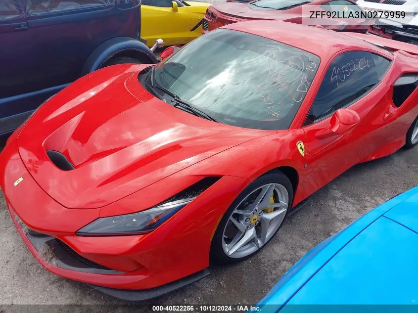 2022 Ferrari F8 Tributo VIN: ZFF92LLA3N0279959 Lot: 40522256