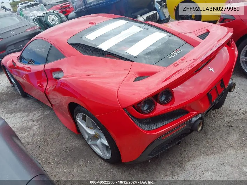 2022 Ferrari F8 Tributo VIN: ZFF92LLA3N0279959 Lot: 40522256