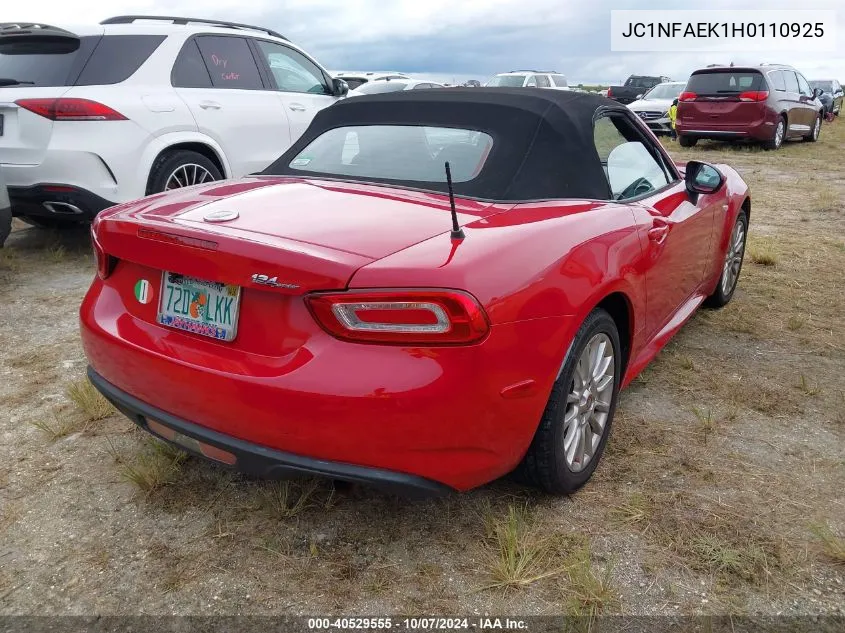 2017 Fiat 124 Spider Classica VIN: JC1NFAEK1H0110925 Lot: 40529555