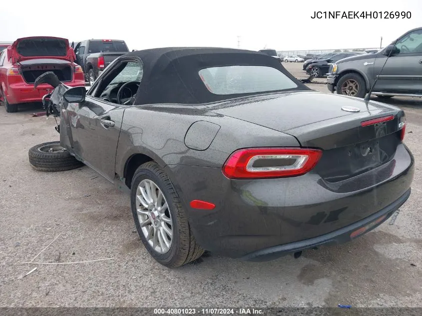 2017 Fiat 124 Spider Classica VIN: JC1NFAEK4H0126990 Lot: 40801023