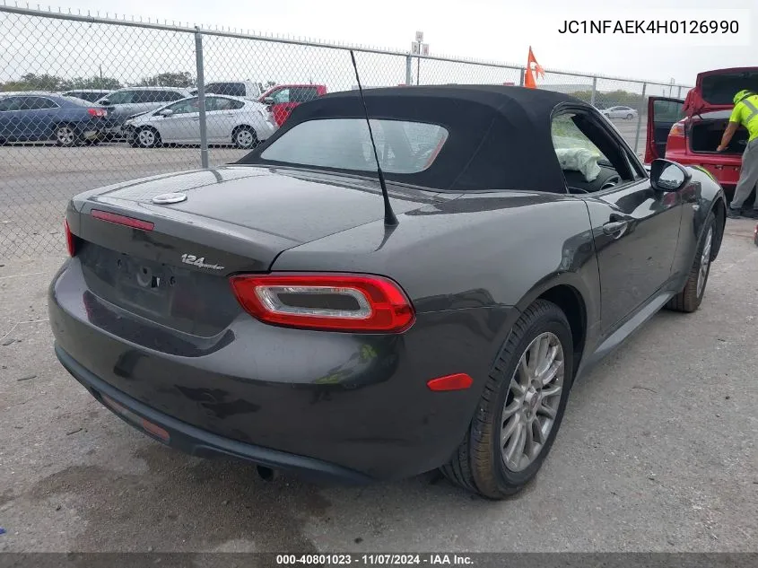 2017 Fiat 124 Spider Classica VIN: JC1NFAEK4H0126990 Lot: 40801023