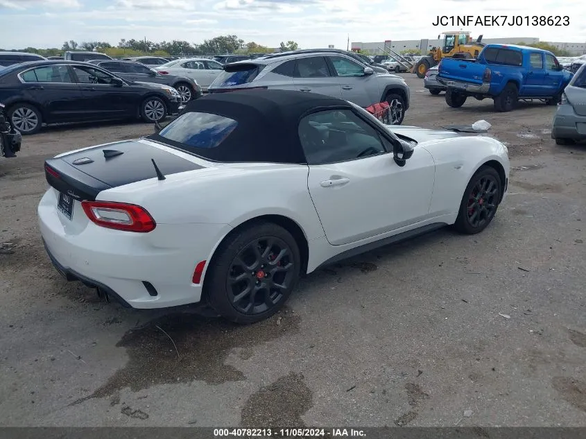 2018 Fiat 124 Spider Abarth VIN: JC1NFAEK7J0138623 Lot: 40782213