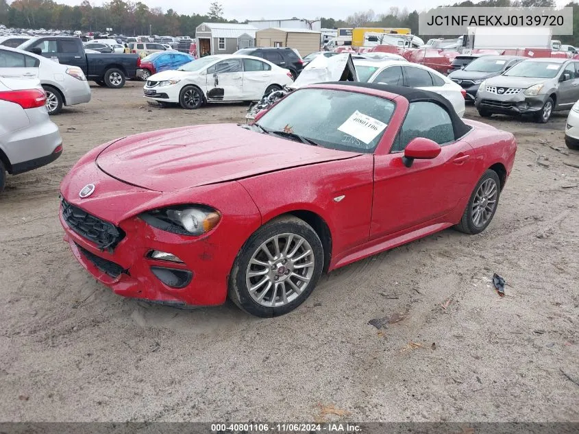 2018 Fiat 124 Spider Classica VIN: JC1NFAEKXJ0139720 Lot: 40801106