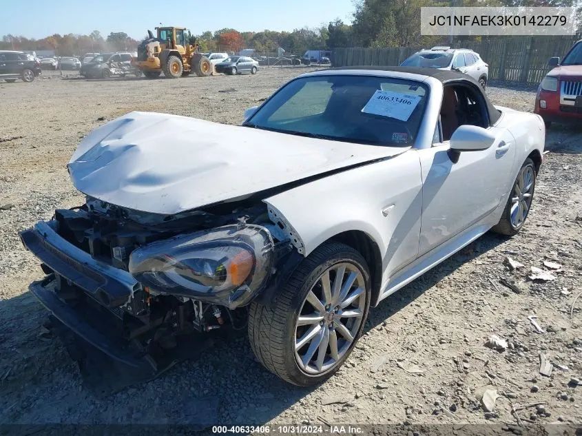 2019 Fiat 124 Spider Lusso VIN: JC1NFAEK3K0142279 Lot: 40633406