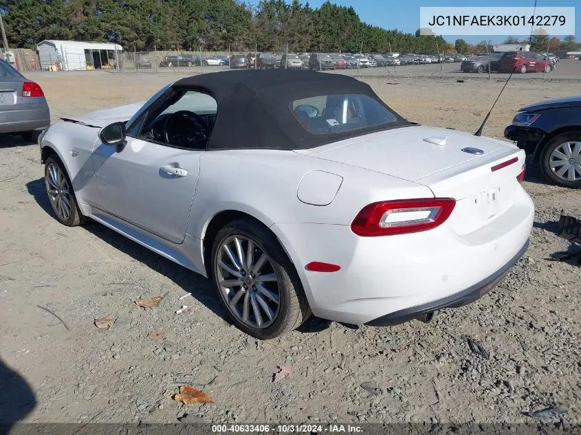 2019 Fiat 124 Spider Lusso VIN: JC1NFAEK3K0142279 Lot: 40633406