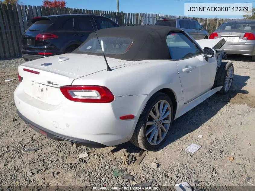 2019 Fiat 124 Spider Lusso VIN: JC1NFAEK3K0142279 Lot: 40633406