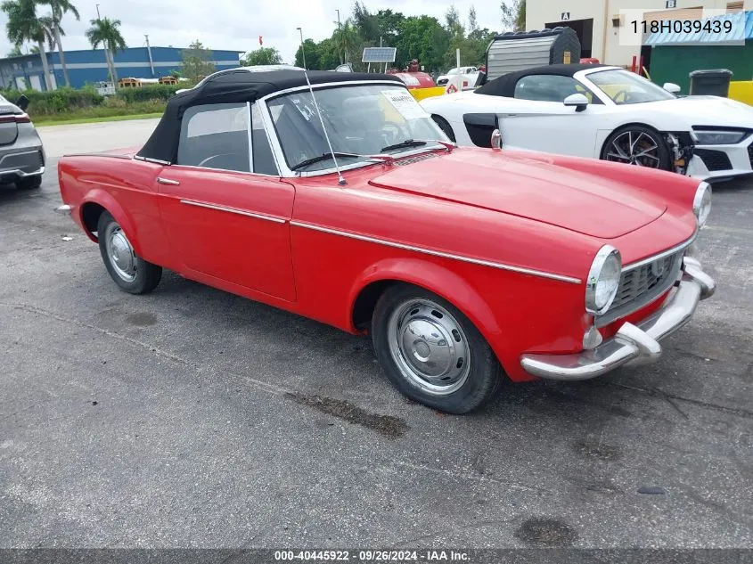 1965 Fiat Spider VIN: 118H039439 Lot: 40445922