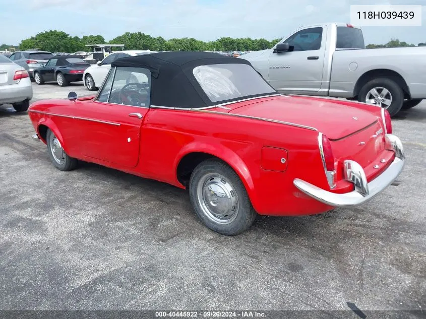 1965 Fiat Spider VIN: 118H039439 Lot: 40445922