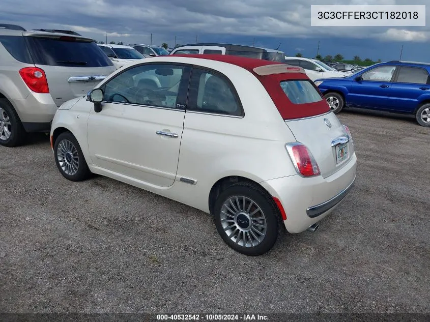 2012 Fiat 500C Lounge VIN: 3C3CFFER3CT182018 Lot: 40532542