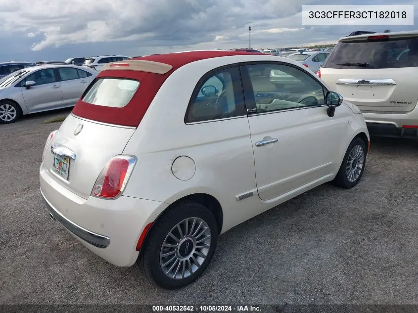 2012 Fiat 500C Lounge VIN: 3C3CFFER3CT182018 Lot: 40532542