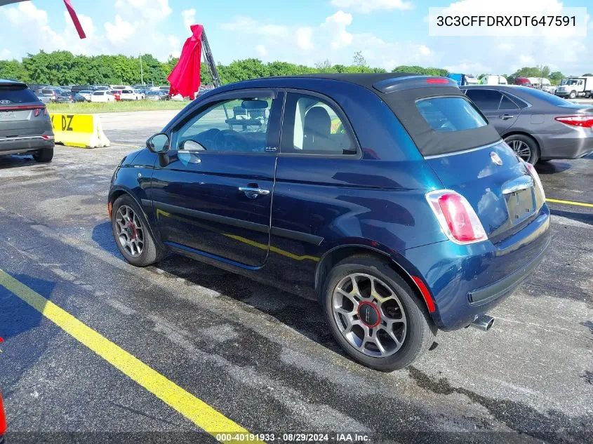 2013 Fiat 500C Pop VIN: 3C3CFFDRXDT647591 Lot: 40191933