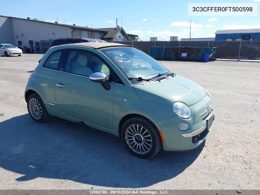 2015 Fiat 500C Lounge VIN: 3C3CFFER0FT500598 Lot: 12092795