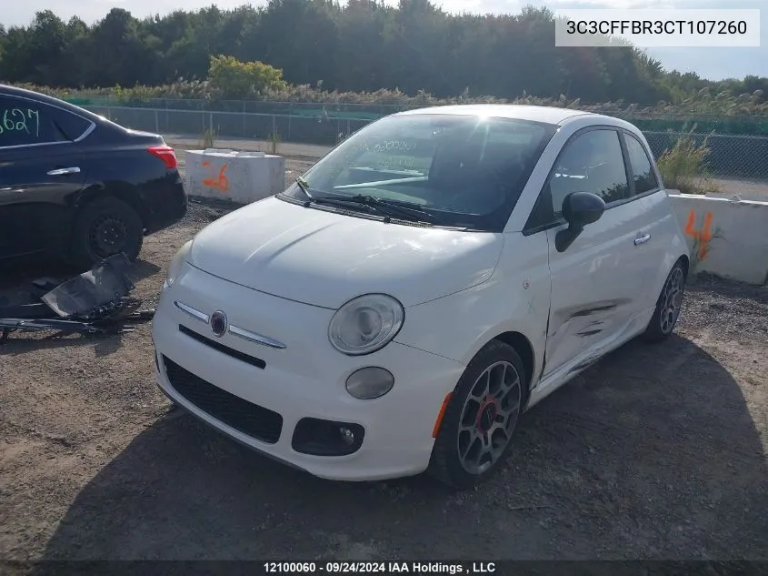 2012 Fiat 500 VIN: 3C3CFFBR3CT107260 Lot: 12100060