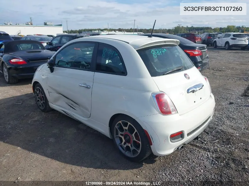 2012 Fiat 500 VIN: 3C3CFFBR3CT107260 Lot: 12100060