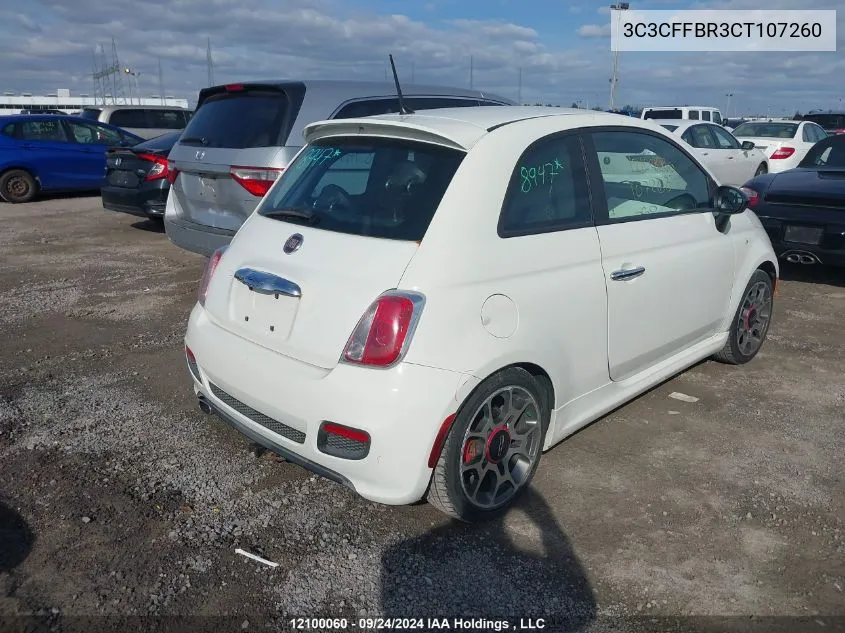 2012 Fiat 500 VIN: 3C3CFFBR3CT107260 Lot: 12100060