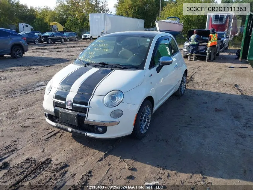 2012 Fiat 500 Lounge VIN: 3C3CFFCR2CT111363 Lot: 12110403