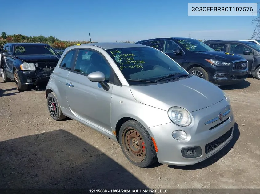 2012 Fiat 500 Sport VIN: 3C3CFFBR8CT107576 Lot: 12115888