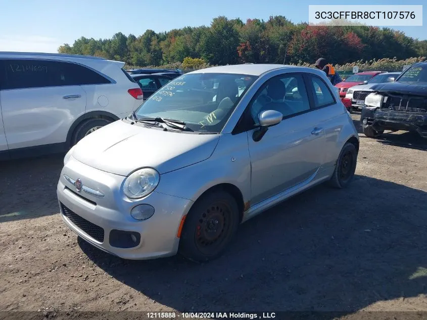 2012 Fiat 500 Sport VIN: 3C3CFFBR8CT107576 Lot: 12115888