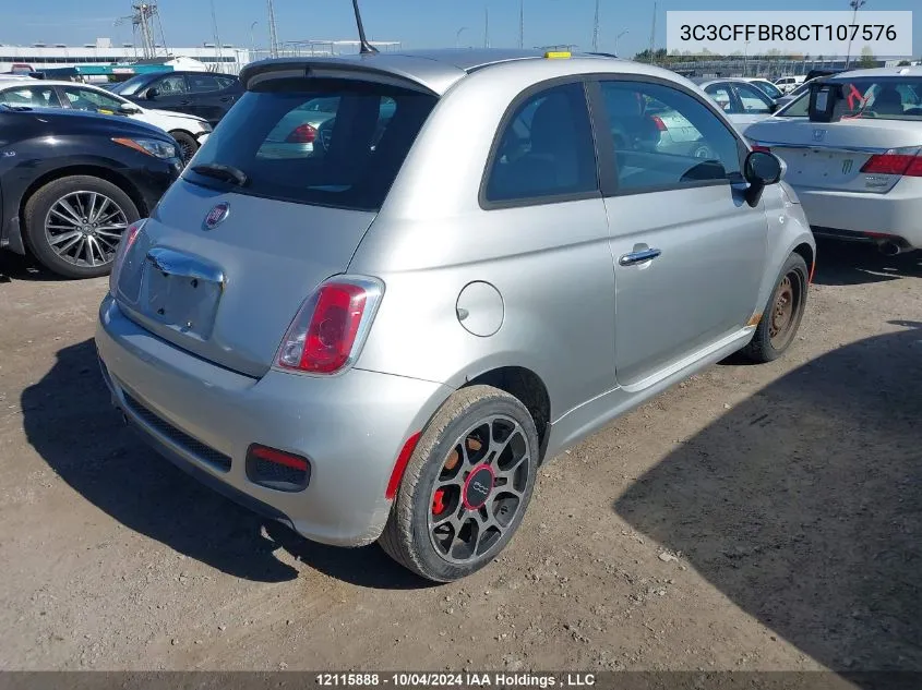 2012 Fiat 500 Sport VIN: 3C3CFFBR8CT107576 Lot: 12115888