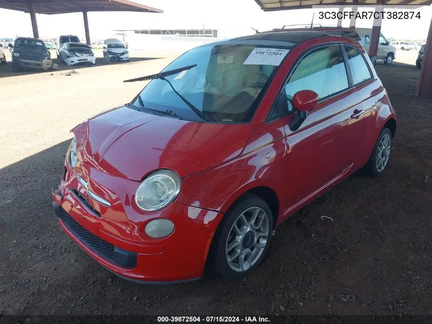 2012 Fiat 500 Pop VIN: 3C3CFFAR7CT382874 Lot: 39872504